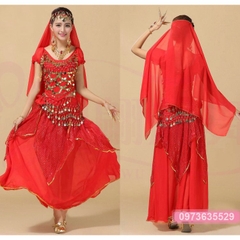 Bộ múa Ấn Độ người lớn mẫu Váy kết hợp Áo cộc