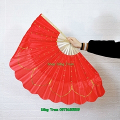 Quạt múa 1 màu nan tre họa tiết vẽ kim tuyến cực đẹp