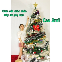 Cây Thông NOEL 2m1 Tán Rộng Đầy Đủ Phụ Kiện Trang Trí Giáng Sinh Ấm Áp