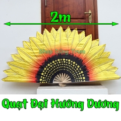 Quạt múa đại hướng dương cỡ lớn 2m, quạt đại hoa hướng dương chiều dài nan 1m