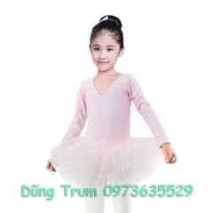 Váy múa bale dài tay co dãn và thấm hút mồ hôi cực tốt cho bé