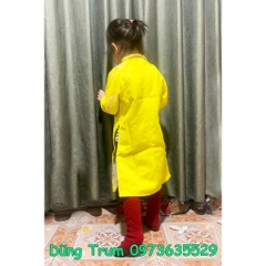 Áo dài Tết cách tân cho bé vải gấm họa tiết cực đẹp