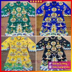 Áo hầu đồng các giá Chầu vải gấm họa tiết thêu nhiều Phượng bằng chỉ ngũ sắc cực đẹp