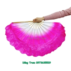 Quạt Múa 2 Màu Nan Tre Vải Lụa Phun Kim Tuyến Họa Tiết QMV02