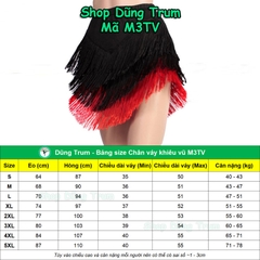 Chân váy khiêu vũ tua rua chéo nhọn (V) 3 tầng nhảy siêu đẹp