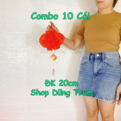 COMBO 10 Đèn Lồng Đỏ trang trí Tết chữ Phúc chất liệu chống nước