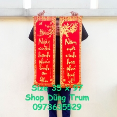 [CHUẨN ĐẸP] 1 đôi câu đối đỏ, cặp liễn trang trí Tết chất nhung kích thước chuẩn số đẹp thần tài 79cm, 97cm