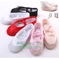 Giày múa bale trẻ em bọc mũi da lộn (Size 23 -> 33)
