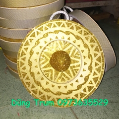 Chiêng đồng dân tộc biểu diễn chất liệu gỗ phủ kim tuyến cực đẹp