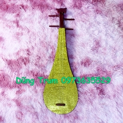 Đạo cụ Đàn tỳ bà chất liệu gỗ phun kim tuyến ánh vàng siêu đẹp