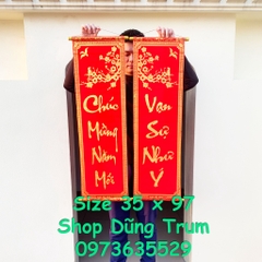 [CHUẨN ĐẸP] 1 đôi câu đối đỏ, cặp liễn trang trí Tết chất nhung kích thước chuẩn số đẹp thần tài 79cm, 97cm