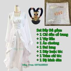Trang phục Hằng Nga trắng tay rộng, trang phục Tiên Nữ hóa trang cổ trang siêu đẹp