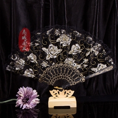 Quạt Cổ Trang Hoa, Quạt Ren Hoạt Tiết Hoa Đủ Màu Sắc DT384