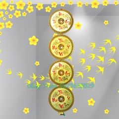 Dây đồng tiền vàng trang trí Tết đầy đủ kích cỡ, dây liễng tiền may mắn treo Tết cực đẹp