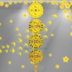 Dây đồng tiền vàng trang trí Tết đầy đủ kích cỡ, dây liễng tiền may mắn treo Tết cực đẹp