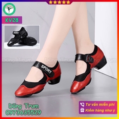 Giày Khiêu Vũ Quai Dán Da Cao Cấp Nhảy DanceSport Cực Đẹp