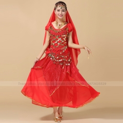 Bộ múa Ấn Độ người lớn mẫu Váy kết hợp Áo cộc