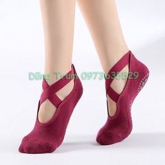 Vớ tất chân tập Yoga sợi len có hạt chống trơn trượt massage chân và thấm mồ hôi cực tốt
