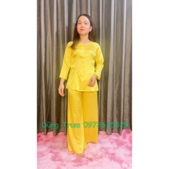 Bộ Bà Ba Vải Gấm Cao Cấp, Đồ Lam Đi Chùa Nữ Họa Tiết Hoa Cực Đẹp