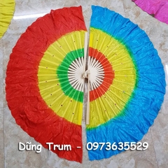 Quạt múa 3 màu người lớn nan tre tua vải mềm mại cực đẹp