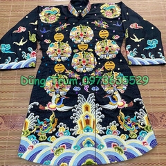 Áo hầu đồng các giá Chầu vải gấm họa tiết thêu nhiều Phượng bằng chỉ ngũ sắc cực đẹp