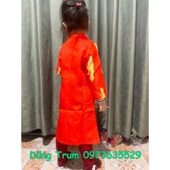 Áo dài Tết cách tân cho bé vải gấm họa tiết cực đẹp