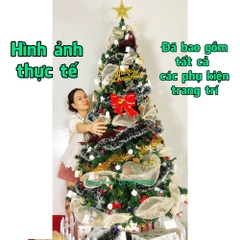 Cây Thông NOEL 2m1 Tán Rộng Đầy Đủ Phụ Kiện Trang Trí Giáng Sinh Ấm Áp