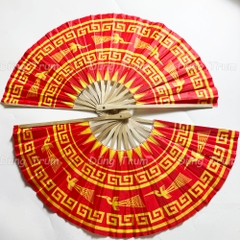 Quạt múa họa tiết chim hạc chất liệu nan tre vải lụa cực đẹp