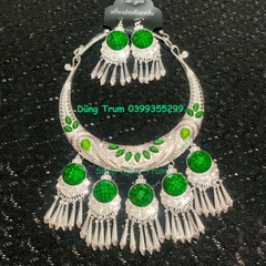 Kiềng cổ dân tộc kèm 2 bông tai, vòng cổ hầu đồng hầu Thánh DT011