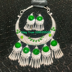 Kiềng cổ dân tộc kèm 2 bông tai, vòng cổ hầu đồng hầu Thánh DT011