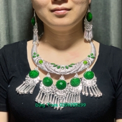 Kiềng cổ dân tộc kèm 2 bông tai, vòng cổ hầu đồng hầu Thánh DT011