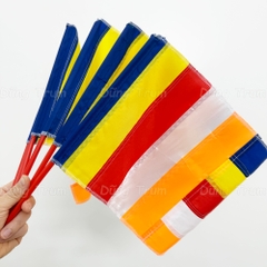 Cờ Phật Giáo cầm tay vải phi bóng bền đẹp