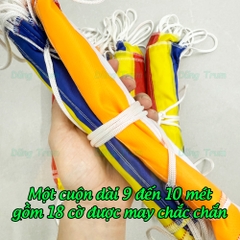 Cờ dây Phật Giáo, cờ Phật Đản loại may vải lụa tuyết chịu nắng mưa tốt