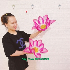 Hoa sen múa 40cm cánh xòe chất liệu nan sắt, vải lụa
