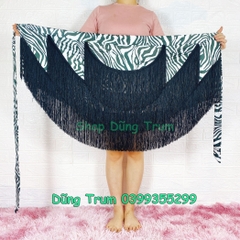 Chân Váy Khiêu Vũ Latin Phối Tua Rua Họa Tiết Nổi Bật Dây Thắt Phù Hợp Mọi Kích Cỡ