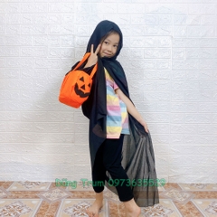 Áo choàng đen có mũ hóa trang phù thủy Halloween ma cà rồng kinh dị