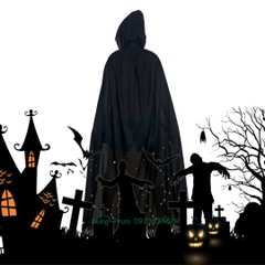 Áo choàng đen có mũ hóa trang phù thủy Halloween ma cà rồng kinh dị