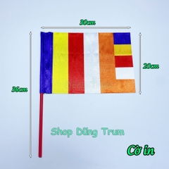 Cờ Phật Giáo cầm tay vải phi bóng bền đẹp