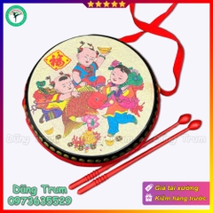 Trống cơm Trung Thu có dây đeo kèm 2 dùi trống