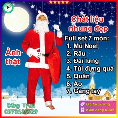 Bộ Quần Áo Ông Già Noel Chuẩn Chất Nhung Đầy Đủ Chi Tiết Siêu Đẹp