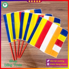 Cờ Phật Giáo cầm tay vải phi bóng bền đẹp