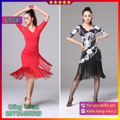 Váy Khiêu Vũ Tua Rua Dài Tay Phong Cách Trẻ Trung Siêu Đẹp L713