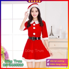 Váy Noel nữ hóa trang Giáng Sinh chất liệu nhung siêu đẹp DT09