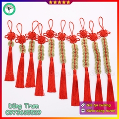 Dây đồng xu Ngũ Hoàng Giả Đồng kết hợp tua rua trang trí
