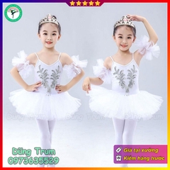 Váy Múa Bale Trắng Siêu Xinh Cho Bé, Váy Múa Thiên Nga Cho Lớp Đội Nhóm Biểu Diễn