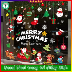 Decal NOEL 2026 trang trí Giáng Sinh 2 mặt hít tĩnh điện dán kính dễ gỡ không keo