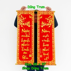 [CHUẨN ĐẸP] 1 đôi câu đối đỏ, cặp liễn trang trí Tết chất nhung kích thước chuẩn số đẹp thần tài 79cm, 97cm