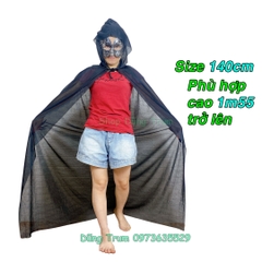 Áo choàng đen có mũ hóa trang phù thủy Halloween ma cà rồng kinh dị