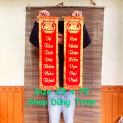 [CHUẨN ĐẸP] 1 đôi câu đối đỏ, cặp liễn trang trí Tết chất nhung kích thước chuẩn số đẹp thần tài 79cm, 97cm