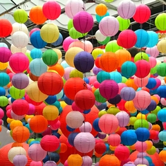 Đèn Lồng Tròn giấy lụa phong cách Nhật Bản chịu nắng mưa trang trí decor siêu đẹp